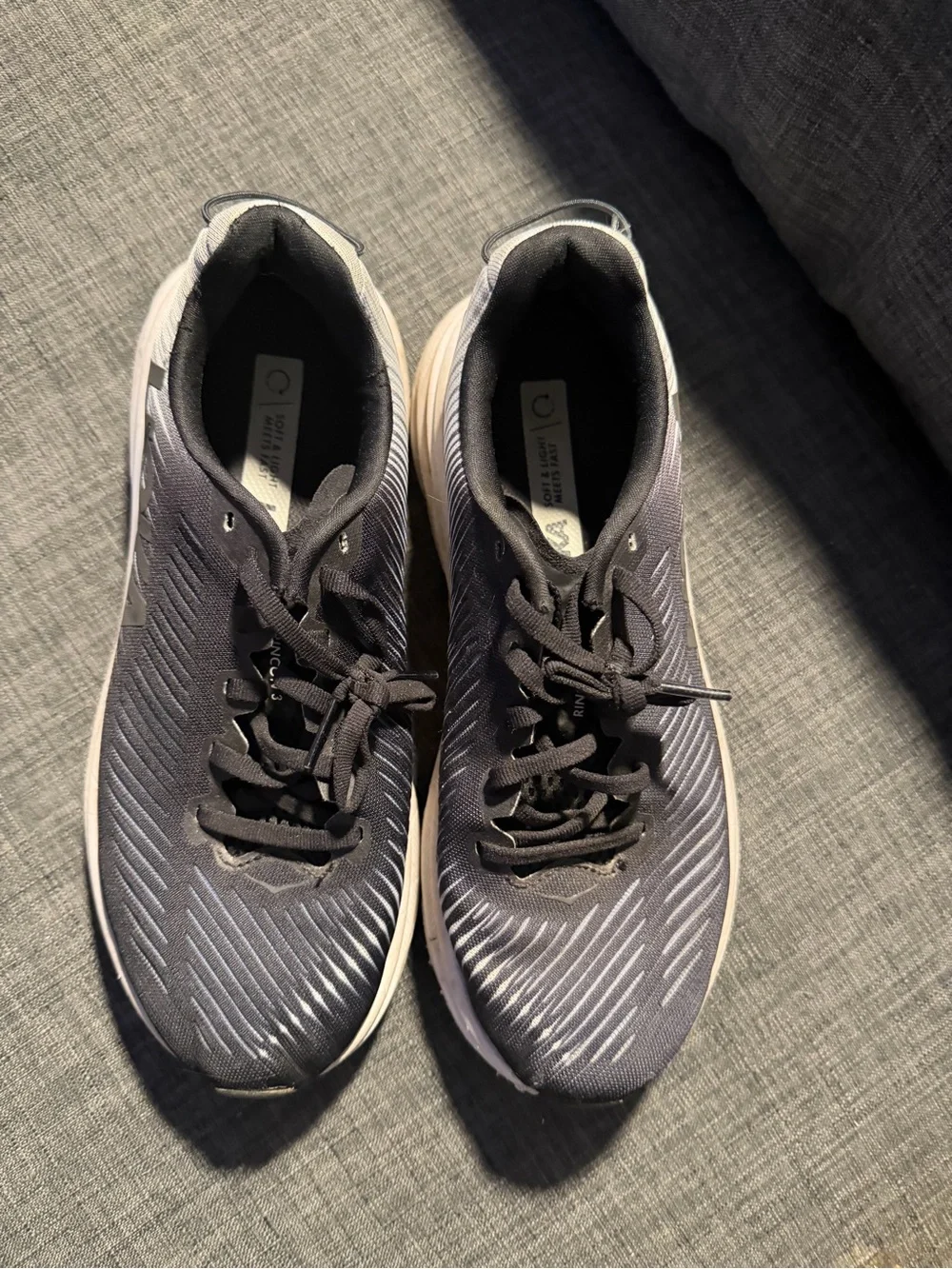 Hoka Rincon 3 Black and White women's Athletic Running Shoes